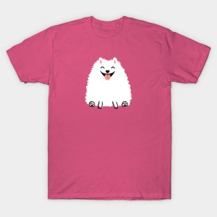 Cute White Pomeranian Cartoon Dog T-Shirt